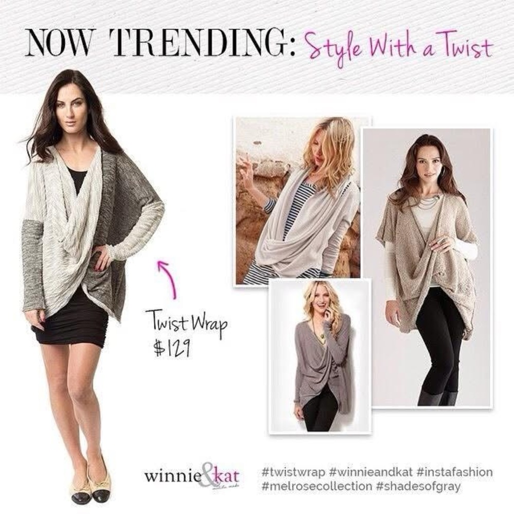 Gray Twist Wrap Sweater